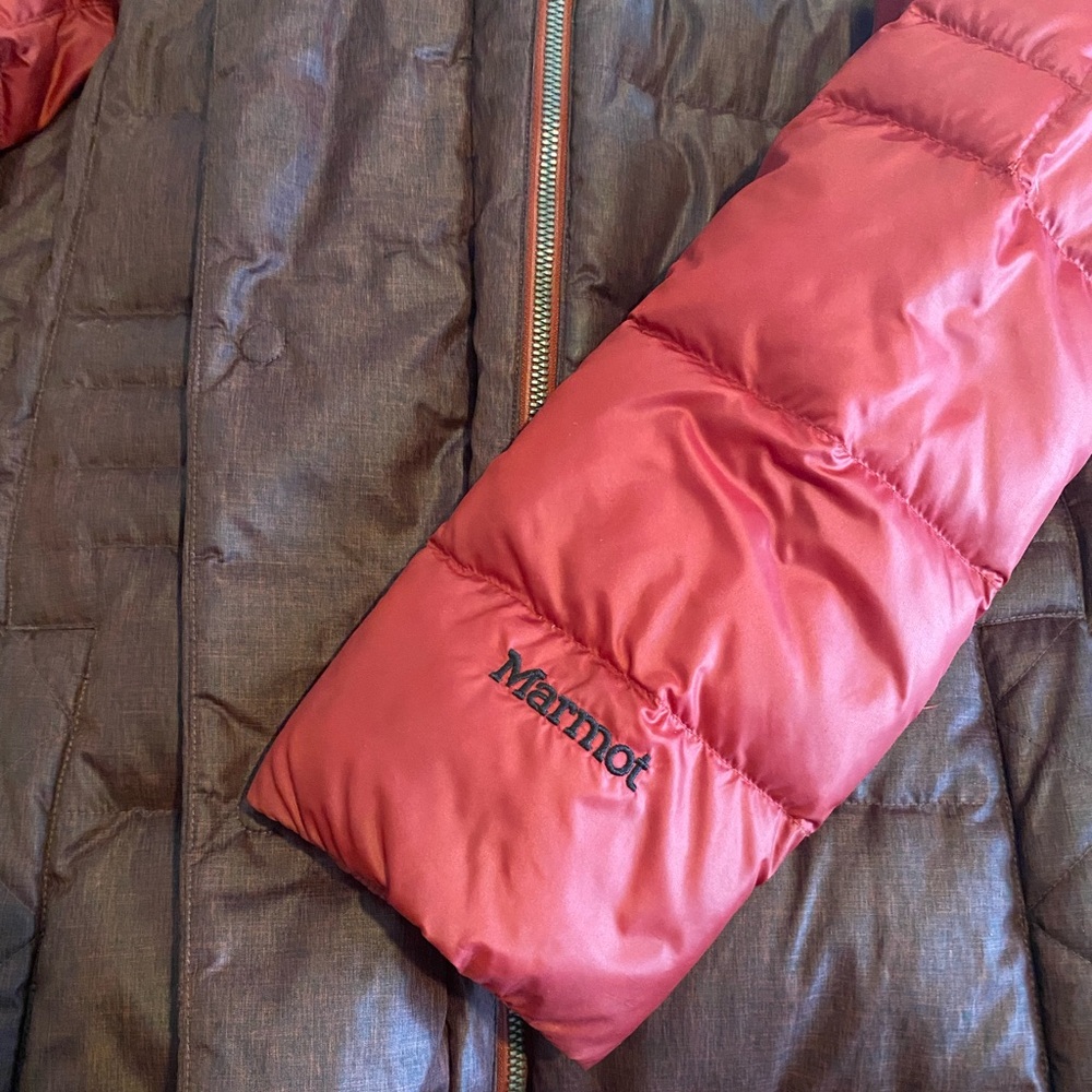 Marmot two tone color block long down coat - Picture 7 of 7